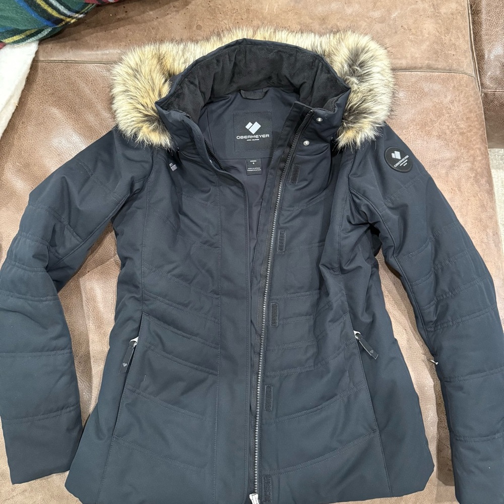 Obermeyer Black Women's Ski Jacket with Faux Fur Hood